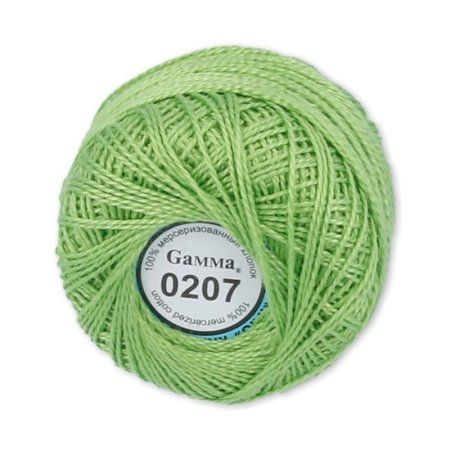 Пряжа GAMMA Ирис 100% хлопок 1 х 10 г 82 ± 3 м №0207 салатовый GAM-IRI-1-0207
