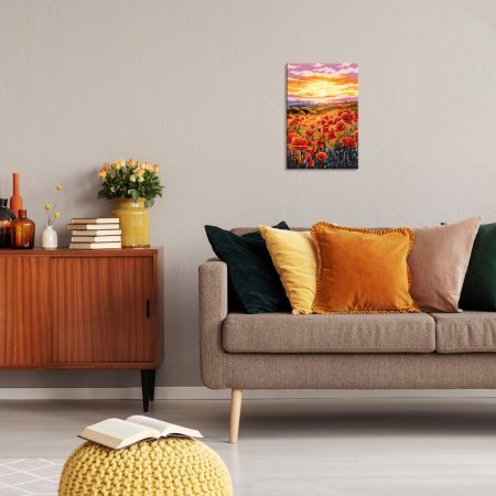 Набор для раскрашивания по номерам (холст на подрамнике) ФРЕЯ 30 х 20 см "Маковое поле на закате" PNB/PS-309