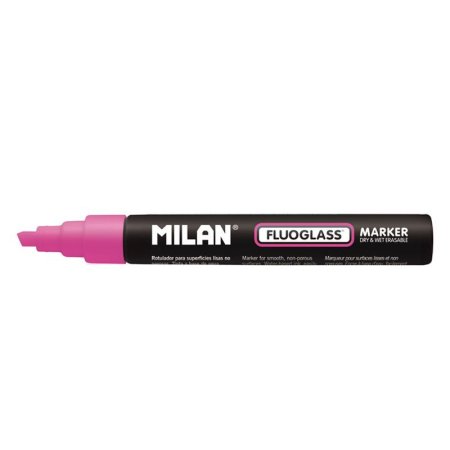 Маркер меловой MILAN Fluoglass 2-4 мм, водная основа, перо скошенное, розовый ML-591293412