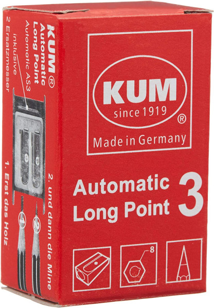 Точилка KUM Automatic AS3 для художников, 2 запасных лезвия KUM-1055511