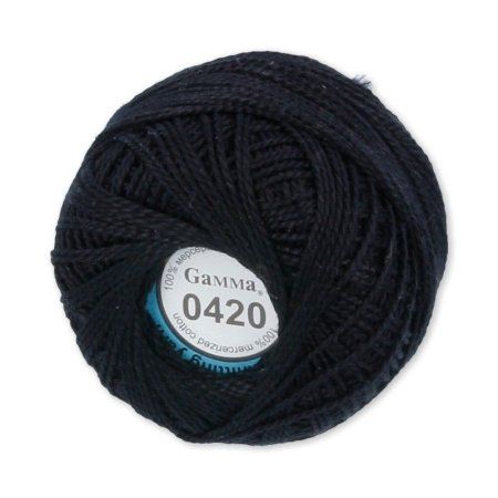 Пряжа GAMMA Ирис 100% хлопок 1 х 10 г 82 ± 3 м №420 черный GAM-IRI-1-420