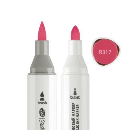 Маркер акриловый двусторонний СОНЕТ перо кисть/пуля 1 шт R317 красный тёмный NP-273-R317