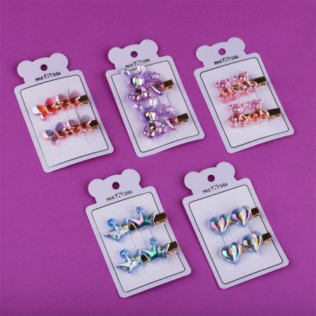 Заколки для волос MESHU прищепка, перламутр, ассорти, 2 шт, европодвес RE-MS_60621