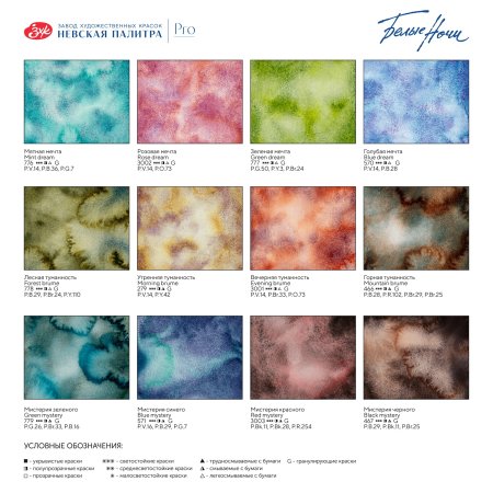 Набор акварели БЕЛЫЕ НОЧИ Метаморфозы 12 шт x 2.5 мл, картон NP-19412757