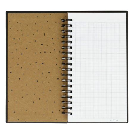 Записная книжка 95 x 175 мм 96л. MESHU "Black cat" на гребне, мат. ламинация, твердая обложка, тиснение фольгой RE-MS_52916