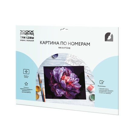 Картина по номерам на картоне ТРИ СОВЫ "Сиреневый пион" 30 x 40 см с акриловыми красками и кистями RE-КК3040_57382