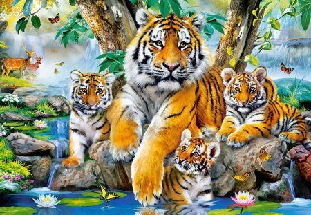 Пазл Castorland 1000 TIGERS BY THE STREAM C-104413 Пазл Castorland 1000 TIGERS BY THE STREAM C-104413
