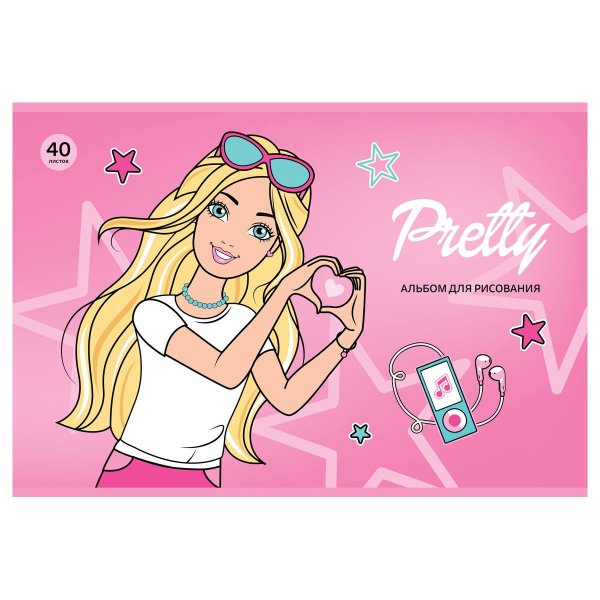 Альбом для рисования 40л. A4 BG "Pretty Girls" на скрепке RE-АР4ск40_10938