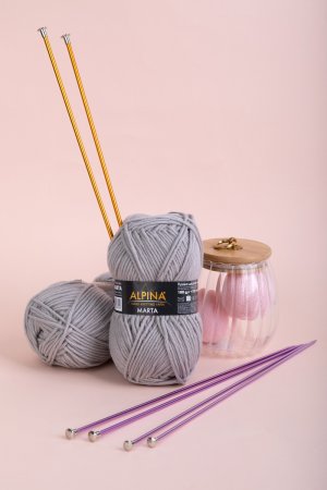 Спицы прямые цветные GAMMA алюминий d 2.5 мм 35 см 2 шт желтый CNK-25-Y