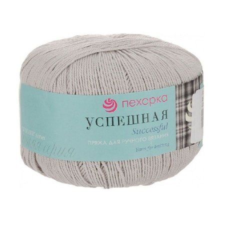 Пряжа Пехорская ПТ "Успешная" 100% мерсеризованный хлопок 1 х 50 г 220 м №008 св.серый PEH-USP-008