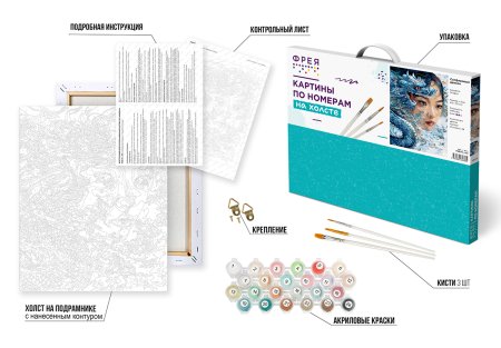 Набор для раскрашивания по номерам (холст на подрамнике) ФРЕЯ 50 х 40 см "Сапфировый дракон" PNB/PL-331