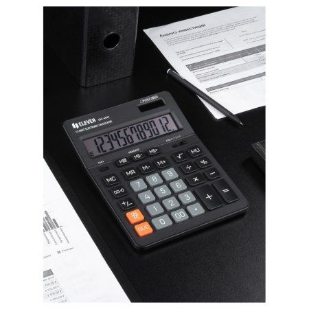 Калькулятор настольный Eleven 12 разрядов, двойное питание, 155 x 205 x 36 мм, черный RE-SDC-444S Калькулятор настольный Eleven 12 разрядов, двойное питание, 155 x 205 x 36 мм, черный RE-SDC-444S
