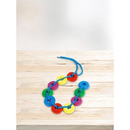 Развивающая игрушка ТРИ СОВЫ Шнуровка "Бусы цветные" дерево, 10 колец RE-РИ_46538