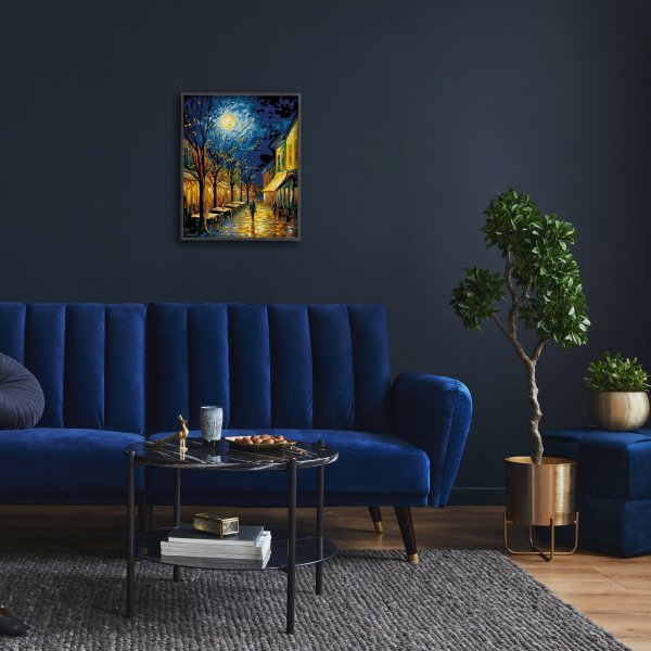 Набор для раскрашивания по номерам (цветной холст) ФРЕЯ 50 х 40 см "В ночи парижской улицы" PNB/PLC-301