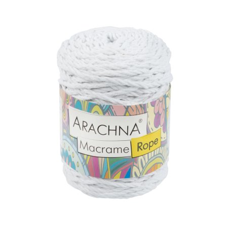 Пряжа ARACHNA Macrame Rope 70% хлопок, 30% полиэстер 120 ± 10 г 54 ± 1 м №306 белый ARA-MR-306