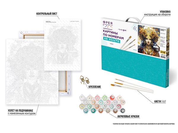 Набор для раскрашивания по номерам (с краской-металлик) ФРЕЯ 50 х 40 см "Индийская царица" PNB/PLZ-364