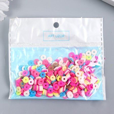 Бусины для творчества PVC "Колечки нежные цвета" ≈ 330 шт 0.1 х 0.6 х 0.6 см SIM-9127283