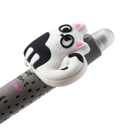 Ручка гелевая стираемая автоматическая MESHU "Funny cats" синяя, 0.5 мм, корпус ассорти, с топпером RE-MS_55627