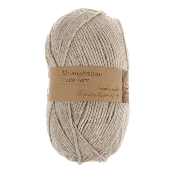 Пряжа Пехорская ПТ "Молодежная" 91% акрил, 9% полиамид 1 х 200 г 280 ± 14 м №043 суровый лен PEH-MOL-043