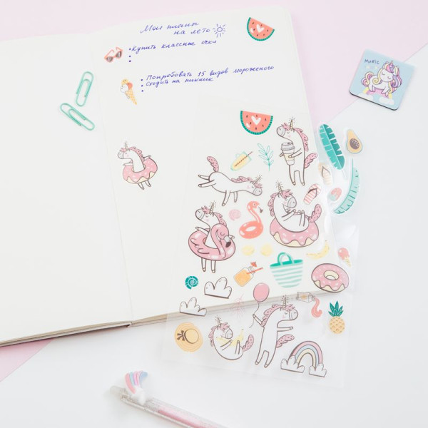 Наклейки ПВХ MESHU "Unicorn rest" 10 x 21 см RE-MS_42746