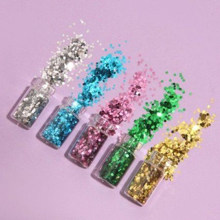 Блестки для ногтей набор 12 бутылочек крупные шестигранные разноцветные QF SIM-604250 Блестки для ногтей набор 12 бутылочек крупные шестигранные разноцветные QF SIM-604250