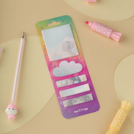 Флажки-закладки и самоклеящиеся блоки в наборе MESHU "Kawaii dreams" по 20 л, европодвес RE-MS_54262