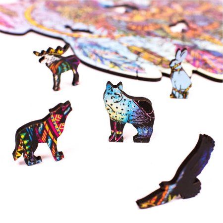 Деревянный пазл с двухслойной крышкой Волк M (2022) MAGZ122-2