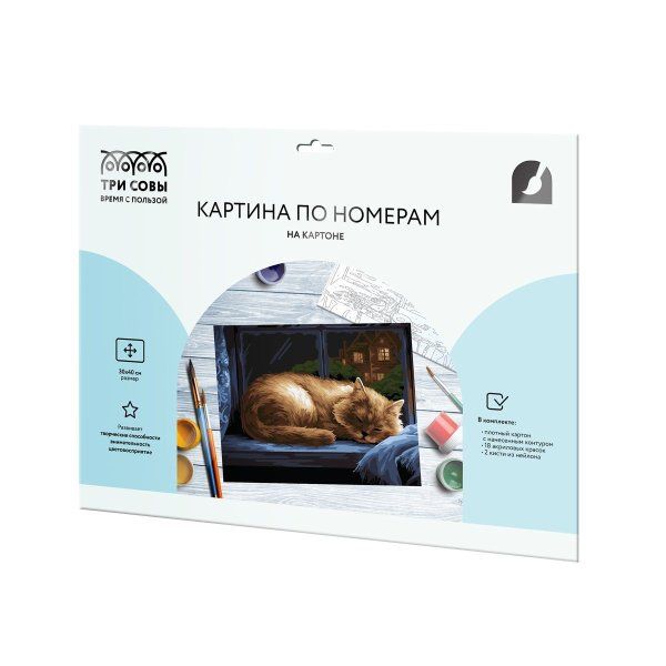 Картина по номерам на картоне ТРИ СОВЫ "Крепкий сон" 30 x 40 см, краски, кисть RE-КК_53792