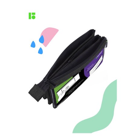 Пенал-косметичка Berlingo "Combo black" 215 x 110 x 80 мм, многофункциональная, 3 отделения, полиэстер RE-PM09133