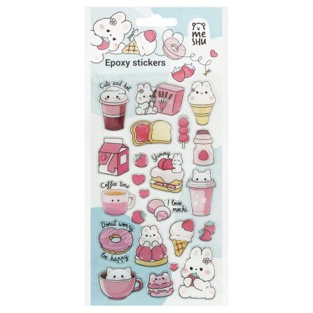 Наклейки гелевые MESHU "Sweet mood" 10 x 23 см, пакет европодвес RE-MS_57669