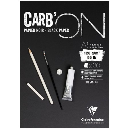 Скетчбук CLAIREFONTAINE Carb'ON 120 г/м2 A5 20 л, склейка, черные листы RH-975038C