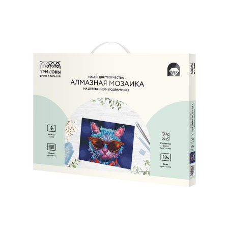 Алмазная мозаика ТРИ СОВЫ "Диджитал кот" 30 x 40 см, холст на подрамнике RE-АМП3040_52944