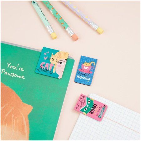 Закладки магнитные для книг 3 шт MESHU "Cat lover" RE-MS_46719