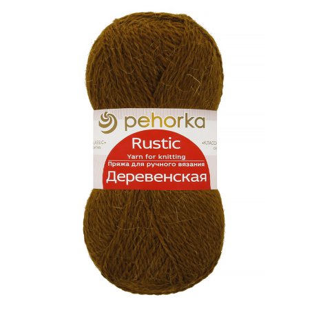 Пряжа Пехорская ПТ "Деревенская" 100% шерсть 1 х 100 г 250 ± 15 м №032 табак PEH-DER-032