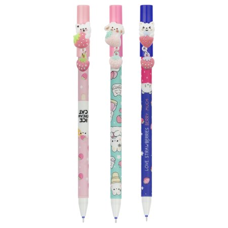 Ручка гелевая стираемая MESHU "Friendsberry" синяя, 0.5 мм, корпус ассорти, с топпером RE-MS_55631