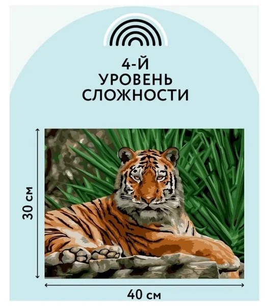 Картина по номерам на картоне ТРИ СОВЫ "Тигр" 30 x 40 см с акриловыми красками и кистями RE-КК_44027