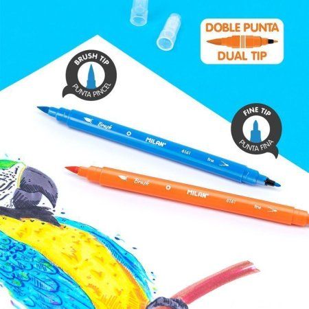 Набор фломастеров MILAN двусторонние (перо круглое+кисть) 24 цв, метал.пенал ML-6161624 Набор фломастеров MILAN двусторонние (перо круглое+кисть) 24 цв, метал.пенал ML-6161624