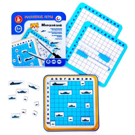 Магнитная игра "Морской бой" в жестяной коробке KOR-03585