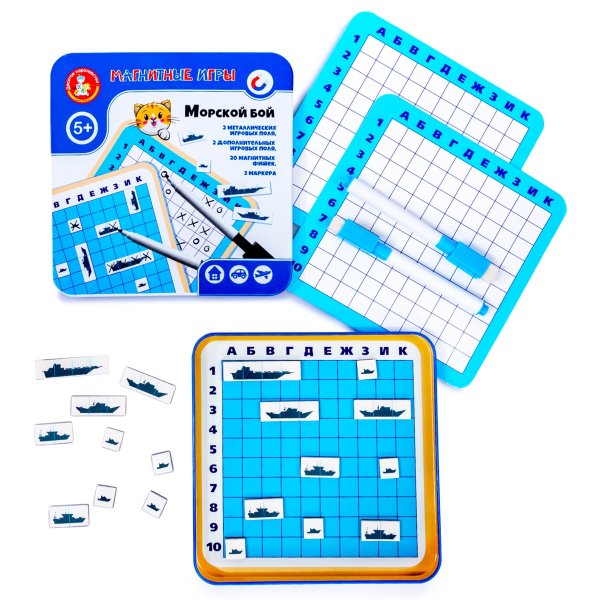 Магнитная игра "Морской бой" в жестяной коробке KOR-03585