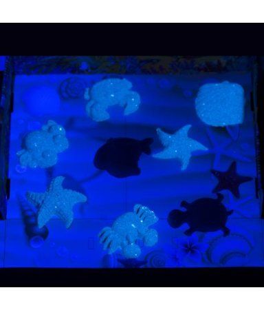 Игровой набор с песком ТМ Космический песок "Морской мир" 3 кг, голубой, зеленый, 11 формочек, песочница AS-KPTMM