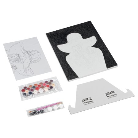 Картина по номерам на холсте с глиттером ТРИ СОВЫ "Девушка в красном" 30 x 40 см с акриловыми красками и кистями RE-КХг3040_57053