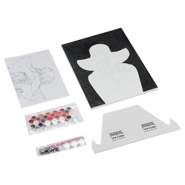 Картина по номерам на холсте с глиттером ТРИ СОВЫ "Девушка в красном" 30 x 40 см с акриловыми красками и кистями RE-КХг3040_57053