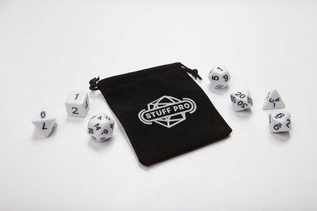 Набор из 7 кубиков для ролевых игр (белый) блистер с мешочком З-DA0001