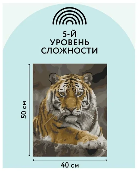 Картина по номерам на холсте ТРИ СОВЫ "Тигриная стать" 40 x 50 см с акриловыми красками и кистями RE-КХ_44159