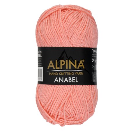 Пряжа ALPINA Anabel 100% мерсеризованный хлопок 1 х 50 г 120 ± 6 м №014 персиковый ALP-ANA-014