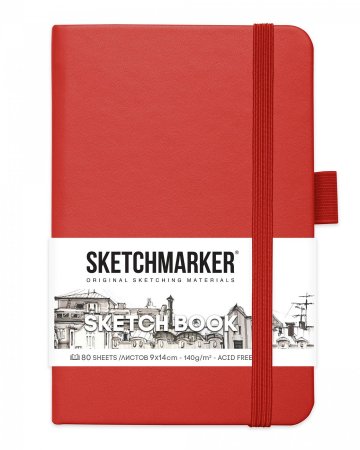 Блокнот для зарисовок SKETCHMARKER 140 г/м2 9 x 14 см 80 л, твердая обложка, Красный MP2314201SM