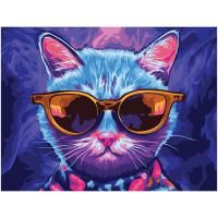 Картина по номерам на картоне ТРИ СОВЫ "Диджитал кот" 30 x 40 см с акриловыми красками и кистями RE-КК_53808