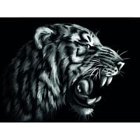 Картина по номерам на картоне ТРИ СОВЫ "Монохромный тигр" 30 x 40 см с акриловыми красками и кистями RE-КК_44030