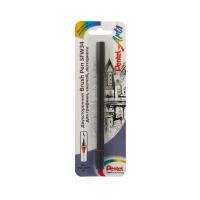 Фломастер-кисть PENTEL Brush Pen двусторонний 1.2 - 10.5 мм, кисть/круглое тонкое, черный, в блистере XSFW34A