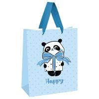 Пакет подарочный 26 x 32 x 12 см MESHU "PandaGift_Blue" отд. фольгой, матовая ламинация RE-MS_45832